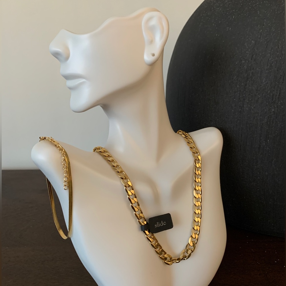SLIDE necklace and bracelet set, Color: Gold